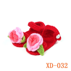 Zapatos de Bebé Del ganchillo Rosa Rosa <span class=keywords><strong>Crema</strong></span> de Flor Zapatos de Bebé Recién Nacido de la sandalia - Product Image 2
