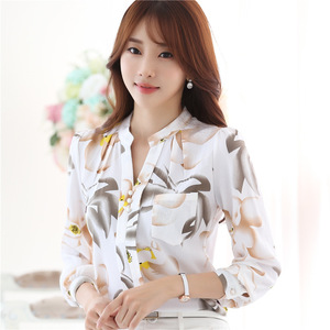 Corea nuove donne abbigliamento primavera a maniche lunghe in Chiffon donna camicetta stampa formale donna <span class=keywords><strong>top</strong></span> - Product Image 4