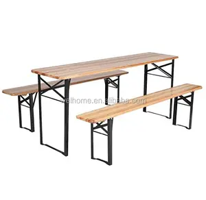 便宜的实心杉木木材折叠啤酒桌子花园野餐桌子和长凳