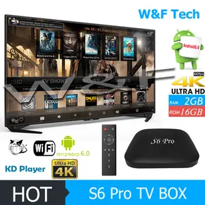 2017 mejor actualización de firmware ott quad core google mejor remoto android 6.0 rockchip rk3229 s6 pro smart tv caja - Product Image 1