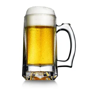 定制12oz透明玻璃品脱啤酒玻璃杯，带手柄玻璃啤酒steins