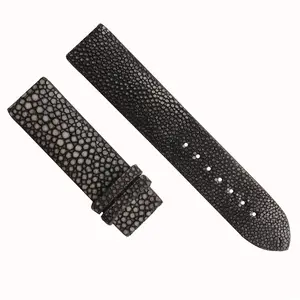 Manta Ray Black color Leather strap 14-16-18-20-22-24mm