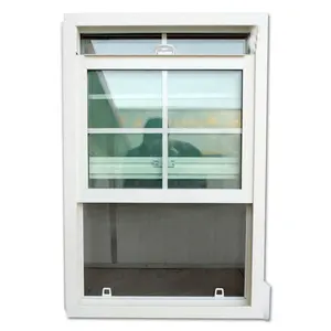 Ventana de PVC de estilo americano personalizada, ventana individual y doble colgante, corredera vertical, UPVC, banda insonorizada