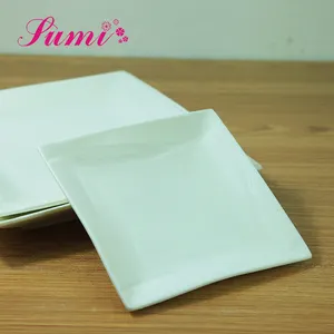 Квадратные обеденные тарелки с логотипом на заказ, столовая посуда из белого фарфора для ресторана