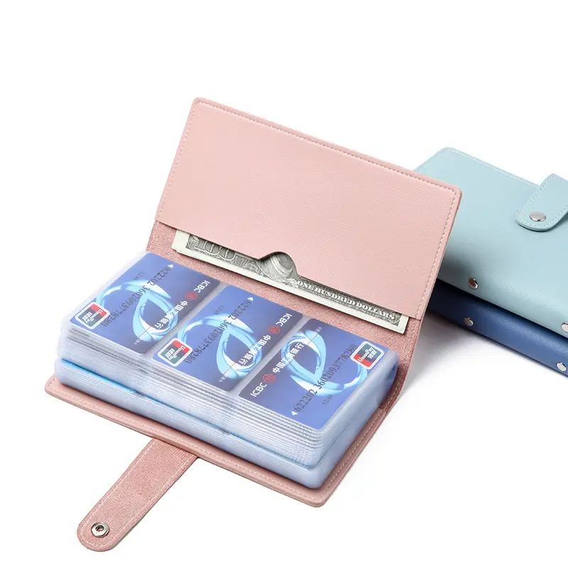 PU — portefeuille de cartes de visite en couleur bonbon, porte-documents avec logo personnalisé, porte-cartes de crédit, 96 fentes