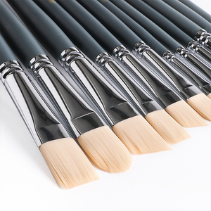 Grigio opaco Finitura Manico Lungo Artista <span class=keywords><strong>Pittura</strong></span> A <span class=keywords><strong>Olio</strong></span> Sintetico Spazzola di Setola - Product Image 5