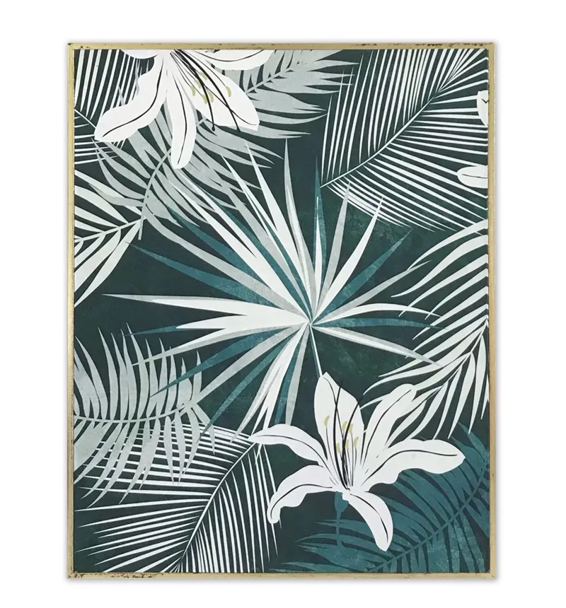 Source factory accept custom flowers and leaves decoration wall painting with frame canvas print wall art