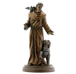Facoty figura religiosa in resina personalizzata scultura cristiana figurina cattolica statua in bronzo di san francesco