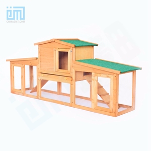 Jaula de conejo grande para exteriores, pintura verde de madera, de lujo, venta al aire libre, de fábrica de mascotas de China - Product Image 2