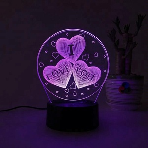 Lámpara LED USB <span class=keywords><strong>de</strong></span> alta calidad con imagen 3D <span class=keywords><strong>de</strong></span> corazón, romántico, colorido, para novia, San Valentín - Product Image 3