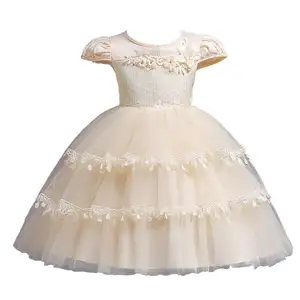 Hao Baby Girls Flower Dress Skirt Short-Sleeved Dress Children Red Cake Pettiskirt Factory Direct Dress