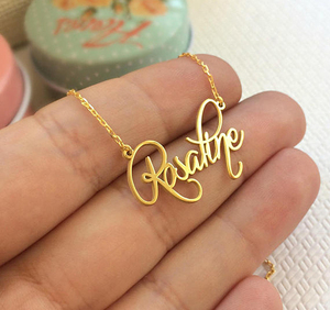 Nome <span class=keywords><strong>Personalizzato</strong></span> su misura Della Collana Per Le Donne Su Misura Corsivo Targhetta Handmade Del <span class=keywords><strong>Choker</strong></span> - Product Image 5