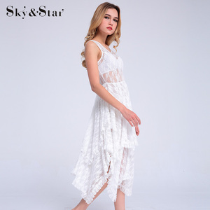 Diseño de moda para las mujeres <span class=keywords><strong>2018</strong></span> sin mangas y sin respaldo capa vestido de encaje blanco para mujer - Product Image 4