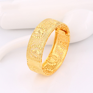 Xuping Jóias 24k Banhado A Ouro Nupcial Saudita Árabe Chunky Bangle para As Mulheres