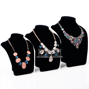 Exhibidor de Joyería de Terciopelo Negro de Lujo Personalizado de Fábrica China al por Mayor para Collares, Maniquí de Joyería para Cuello - Product Image 5