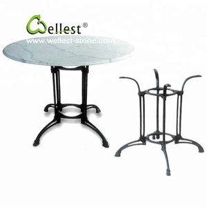 Table à manger ronde en marbre blanc avec base en fer pour café et restaurant - Product Image 2