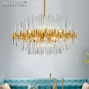 Meerosee Lampu Gantung Kristal Perlengkapan Lampu Dekorasi Seni Mewah Logam Emas Mode untuk Ruang Tamu Kafe MD86286