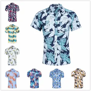 wholesale 100% cotton Digital printing casual short sleeve mens custom hawaiian shirts