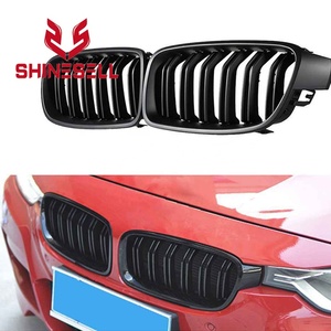 1 par de negro mate doble listón de línea de parrilla delantera riñón parrilla para BMW <span class=keywords><strong>Serie</strong></span> 3 F34 GT 335i 328i 2014 -2018 - Product Image 5