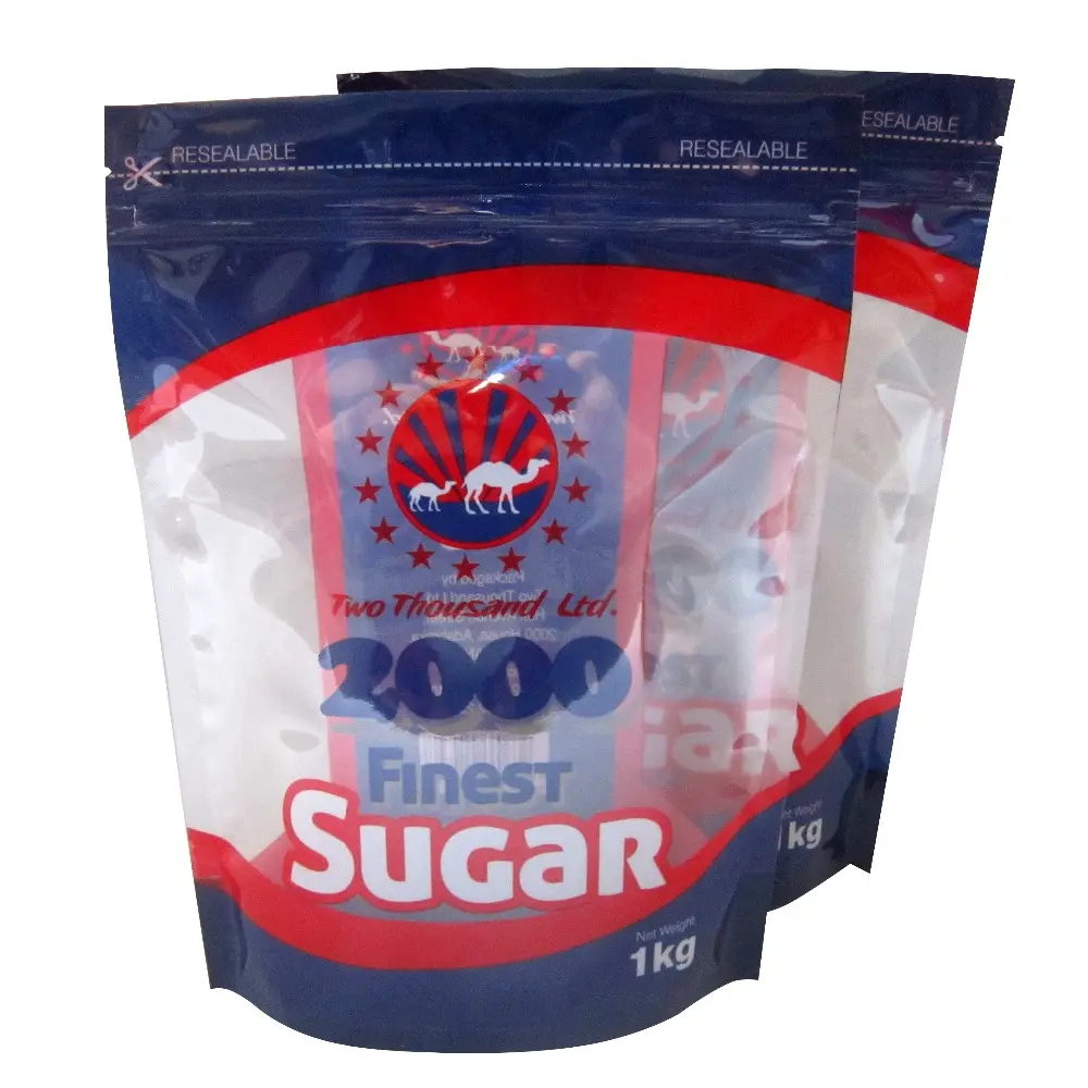 Levantar doypack sacos de embalagem com impressão personalizada 1kg de açúcar açúcar saco de embalagens vazias