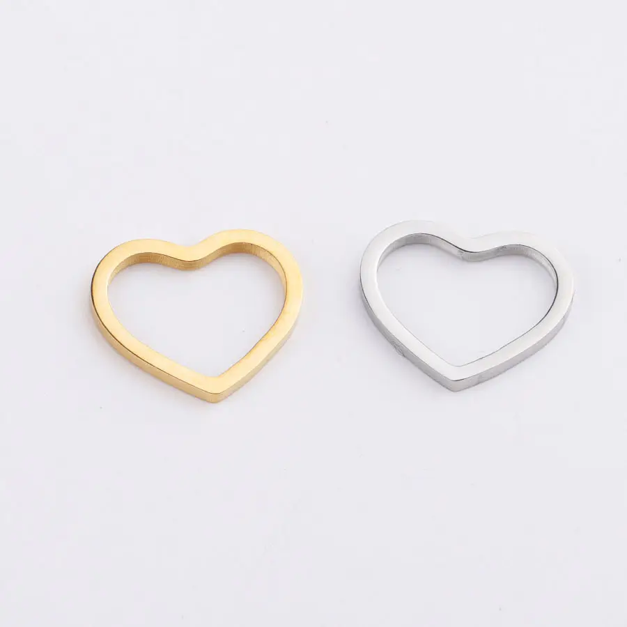 13*15mm Ayna Cilalı Paslanmaz Çelik DIY Aksesuarları Hollow Aşk Kalp Kolye Takılar