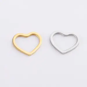 13*15Mm Gương Đánh Bóng Bằng Thép Không Gỉ DIY Phụ Kiện Hollow Love Heart Mặt Dây Chuyền Quyến Rũ