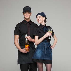 Moda <span class=keywords><strong>delantal</strong></span> de medio <span class=keywords><strong>cuerpo</strong></span> hombres y mujeres universal vaquero rayas delantales cocinero vestidos Delantales - Product Image 3