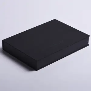 Customized Fabric Cloth clamshell presentation storage box black for gift packing