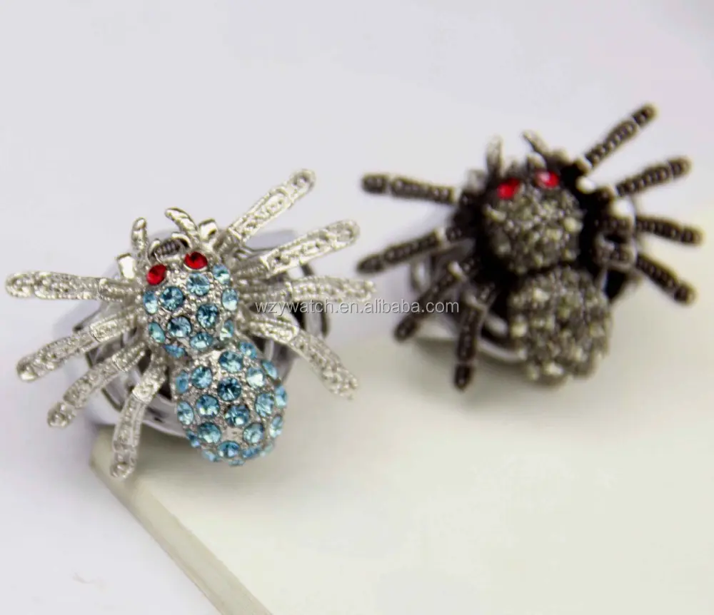 Jam Tangan Cincin Jari Logam Campuran Modis dengan Laba-laba Cantik Penjualan Langsung dari Pabrik Pemasok Bagus