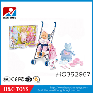 Commercio all'ingrosso toy Cina 12 pollice baby doll con <span class=keywords><strong>passeggino</strong></span>, giocattolo del bambino <span class=keywords><strong>bambola</strong></span> <span class=keywords><strong>passeggino</strong></span> HC367466 - Product Image 4