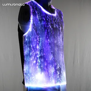 China Iluminação de Natal Piscando Glow In The Dark Luminous Personalizado Glowing Light up LED camiseta