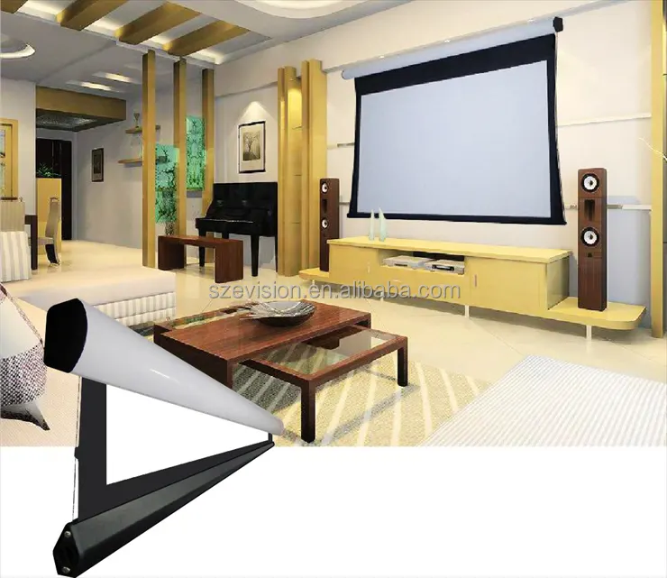 Домашний кинотеатр 3D серебристый моторизованный язычок натянутый экран проектора