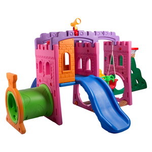 Parque infantil de plástico ecológico Castle Slide Swing <span class=keywords><strong>Climer</strong></span> Play Center - Product Image 1