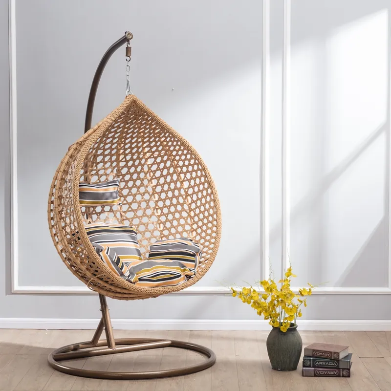 2018 Hot Selling swing pod hanging chair garden Hanging Eco-friendly Comfortable PE Rattan Egg Chair, outdoor patio swing