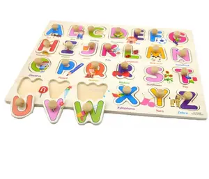 गर्म बिक्री बच्चों को प्रारंभिक शैक्षिक खिलौने बच्चे हाथ पकड़ लकड़ी पहेली खिलौना वर्णमाला अंकों सीखने लकड़ी आरा खिलौने बच्चों के लिए