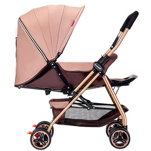 Lujo bebé cochecito acero inoxidable marco dosel medio giratorio 360 ruedas grandes - Product Image 1