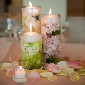 tropical submerged flower centerpiece vase/charm glass hurricane candle holders/cheap glass cylinder vases