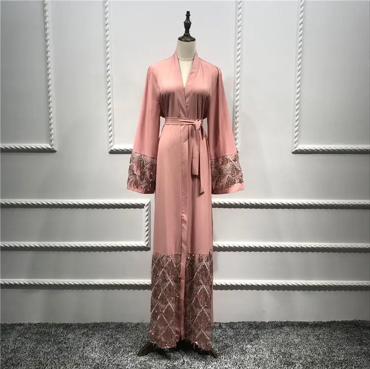 2018 ขายส่ง Shining เลื่อมแขนยาว Eid Ramadan ตุรกี Designs ตุรกี Burka Black Abaya จีน