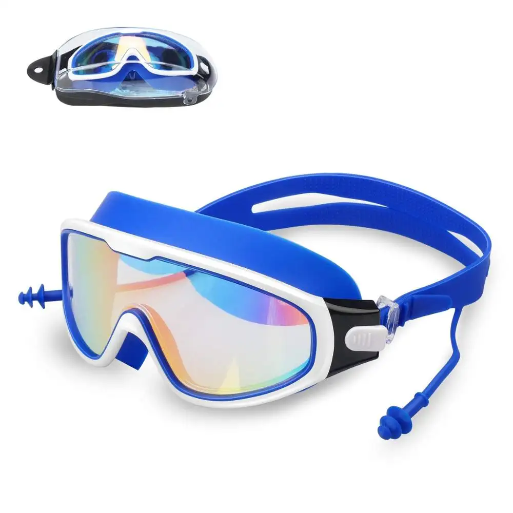 2018 adult new Fashion big frame Silicone swim goggles an-ti fog an-ti uv swim goggles mirrored coating swim glasses