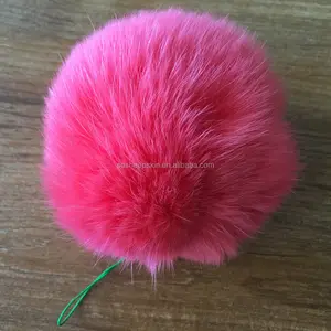 China wholesale rabbit fur ball, key chains fur poms, cell phone pom ball