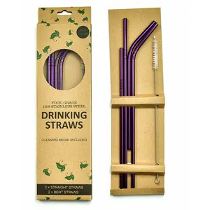 Food Grade Purple Stainless Steel Drinking Straws For 20 oz 30 oz Tumbler