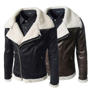 Nouvelle arrivée, veste <span class=keywords><strong>aviateur</strong></span> en <span class=keywords><strong>cuir</strong></span> doublée de peau de mouton pour <span class=keywords><strong>homme</strong></span>, mode unie, en vrac, <span class=keywords><strong>pas</strong></span> <span class=keywords><strong>cher</strong></span>, hiver - Product Image 1