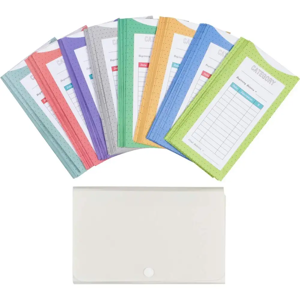 Enveloppes de billets colorées avec pochette, en Poly extensible, pour économie d'argent, système de portefeuille, à usage avec planificateur de billets