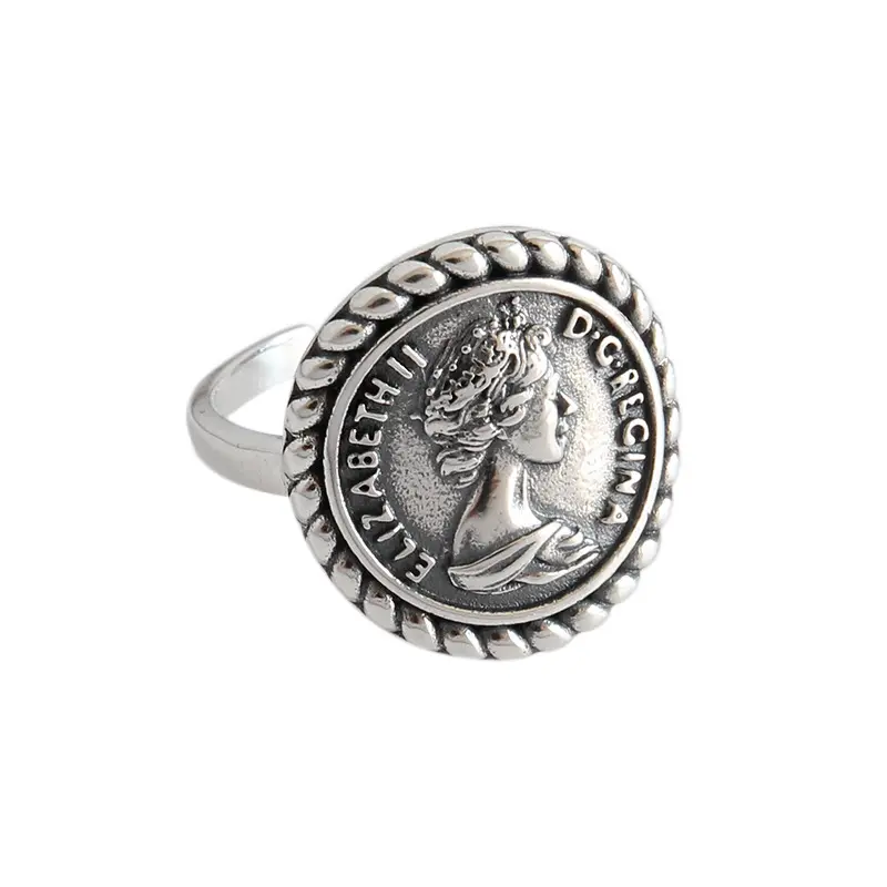 2022 Ювелирные изделия регулируемое Винтажное кольцо из тайского серебра 925 пробы с изображением Элизабет