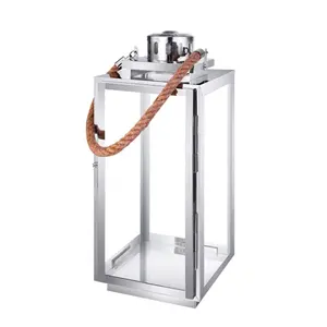 Venta al por mayor de farolillos grandes de <span class=keywords><strong>metal</strong></span> decorativos baratos para el hogar Decoración de eventos de boda portavelas de cristal de acero inoxidable juego de farolillos grandes de oro - Product Image 1