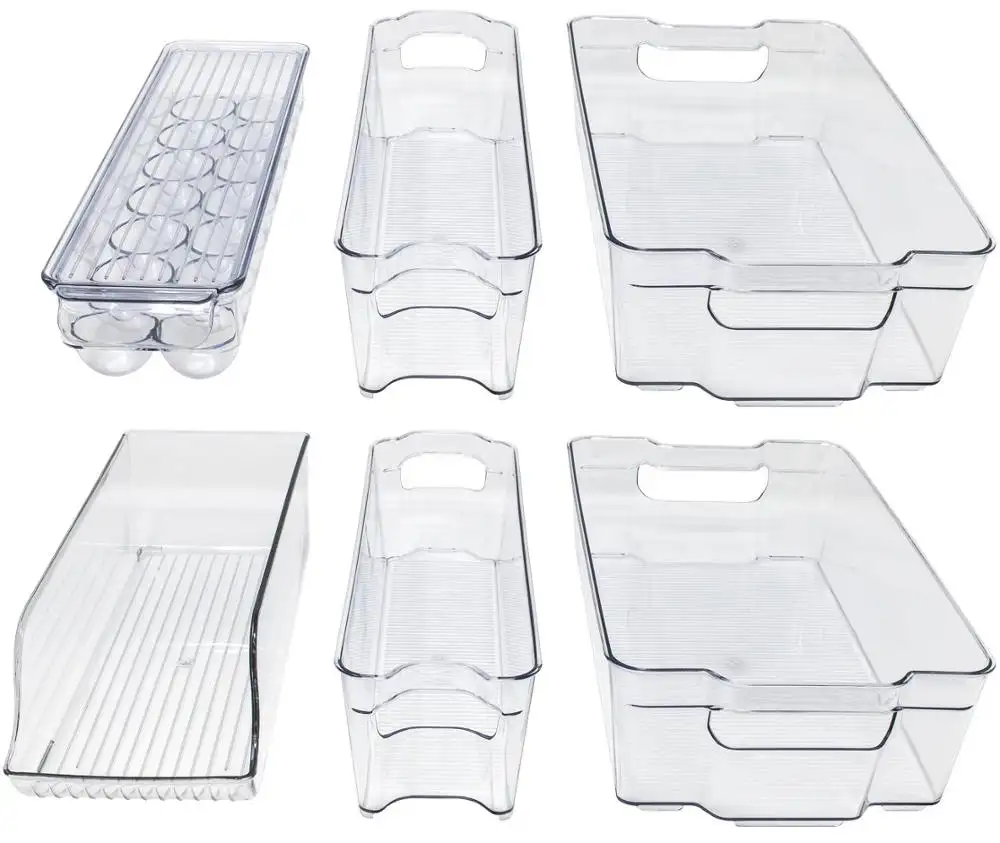 BPA Free Fridge Freezer Bins Refrigerator Stackable Food Storage Containers Drawer Organizers