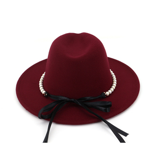 Monili Della Perla di modo di Feltro Fedora di Jazz <span class=keywords><strong>Cappelli</strong></span> Fatti A Mano All'ingrosso - Product Image 4