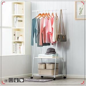 Porte manteau en métal de cm, Rail pour vêtements, garde-robe, 2 étagères, support de suspension - Product Image 6