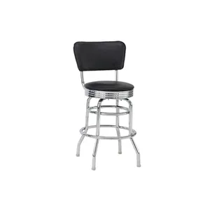 Metal Chrome Bar Stool Casino Chair With Swivel Bucket Seat