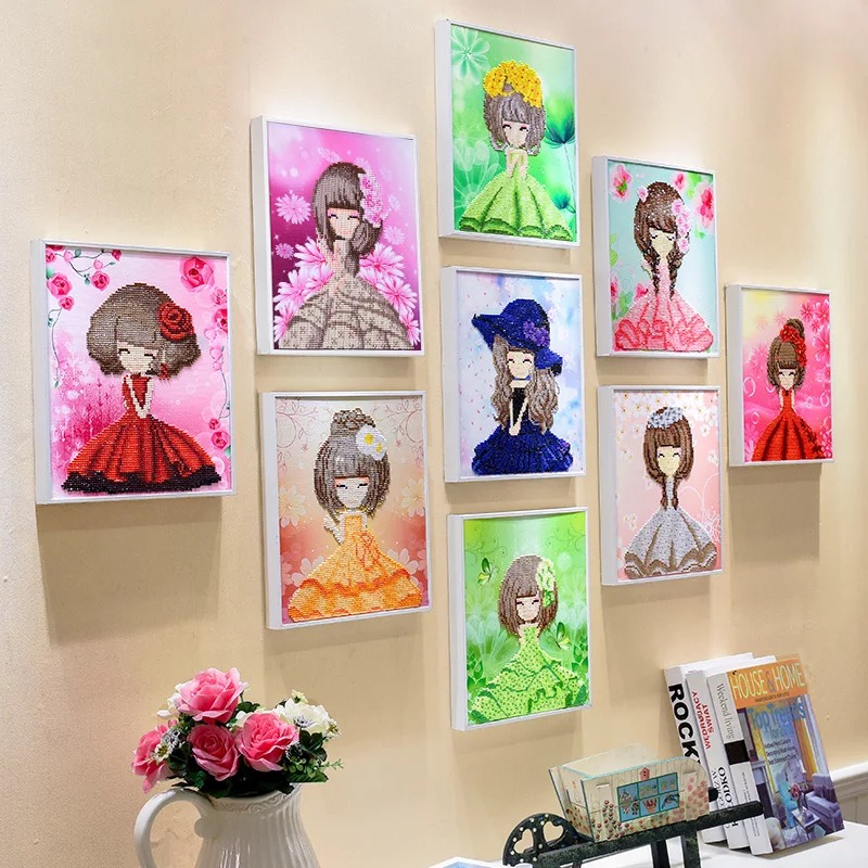 Детская ручная работа мультфильм DIY круглая Алмазная вышивка картина с рамкой для спальни Декор Детский подарок